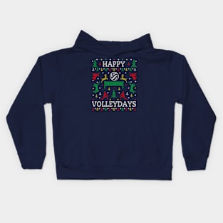 Funny Happy Volleydays Volleyball Ugly Christmas Sweater Party Kids Hoodie